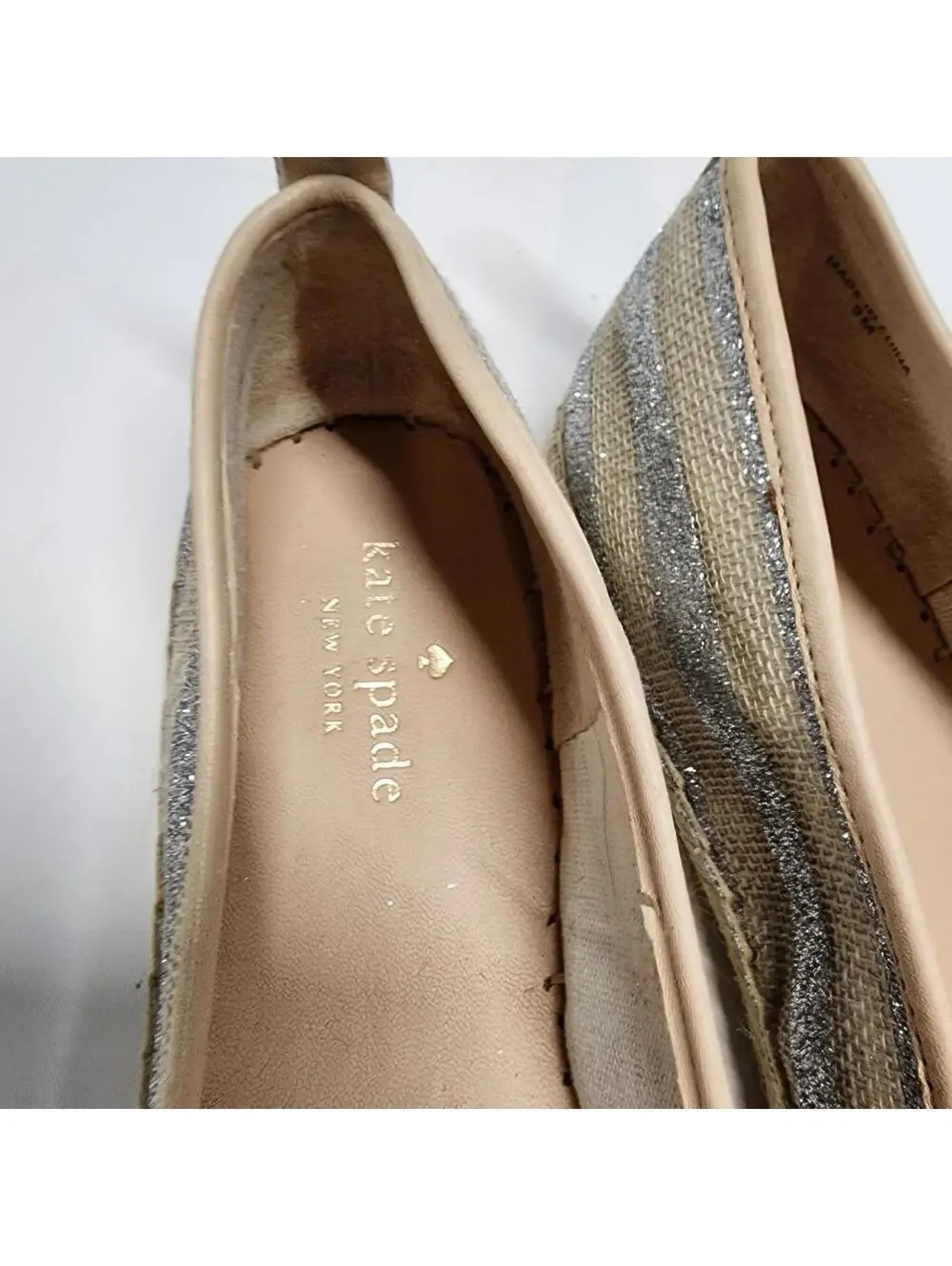 New Kate Spade New York Women's Lilliad Ballet Flat silver natural 9